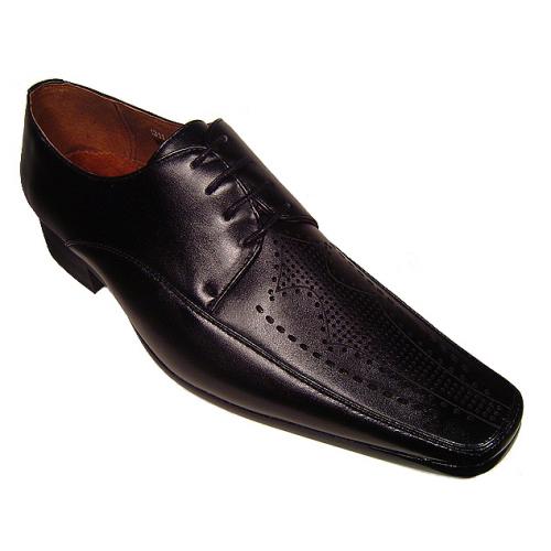 Sevasta Italiano Black Hand Burnished Perforated Shoes #1311
